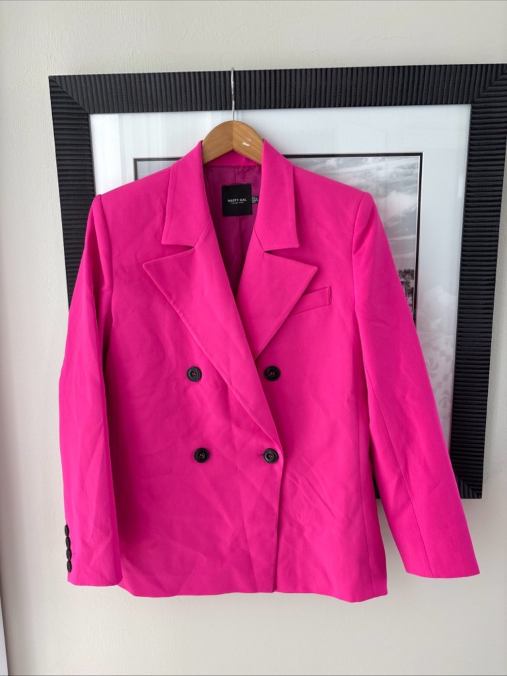 Nasty Gal Women's Tailored Double Breasted Blazer Hot Pink Fuchsia Size 4